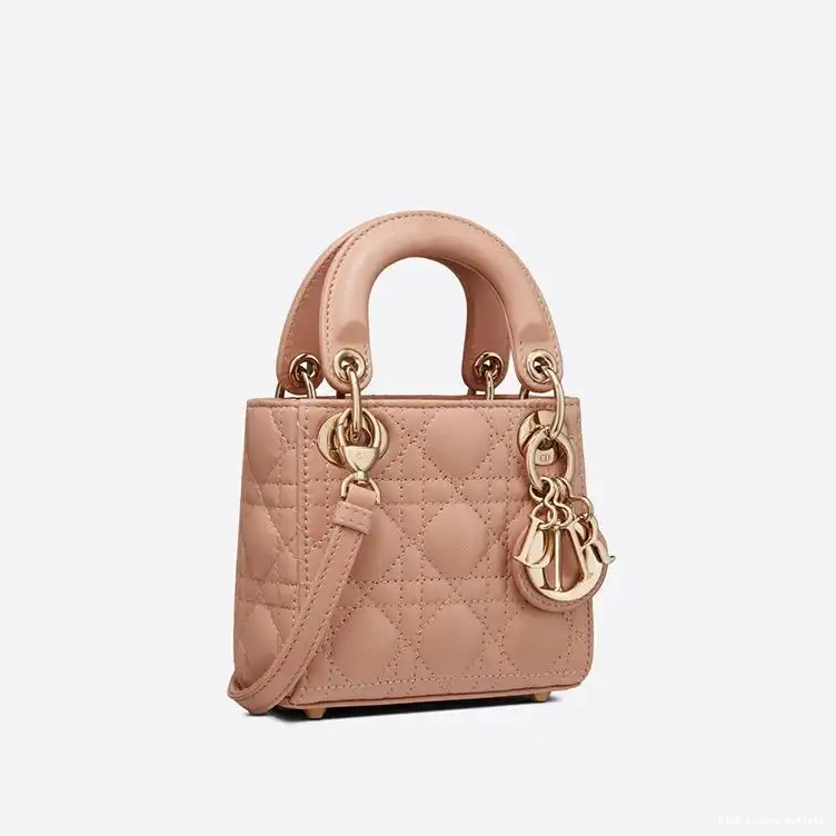 Cheap Lambskin Cannage Bag Lady Dior Apricot Micro 0505 Luxury